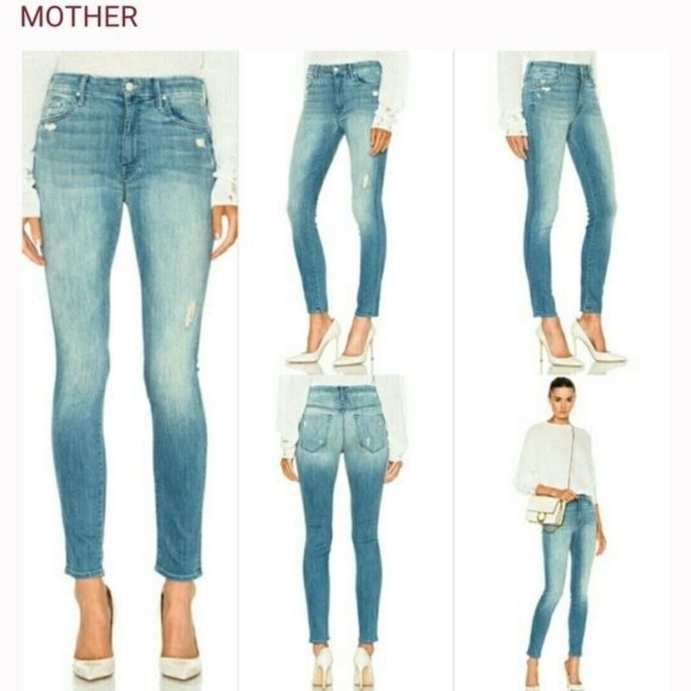 Mother High Waisted Looker Jeans in Light Graffiti Size 25